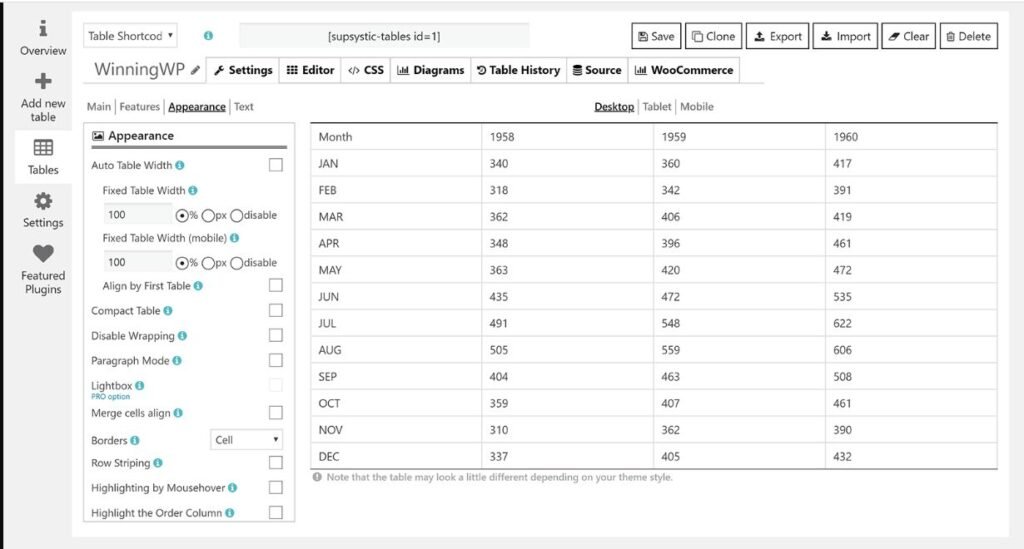 online data table creator